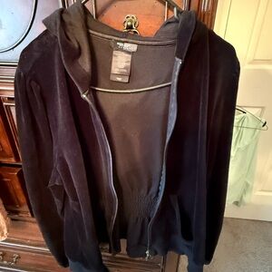 Black Velour Zip-Up Hoodie Size 1x by Bisou Bisou